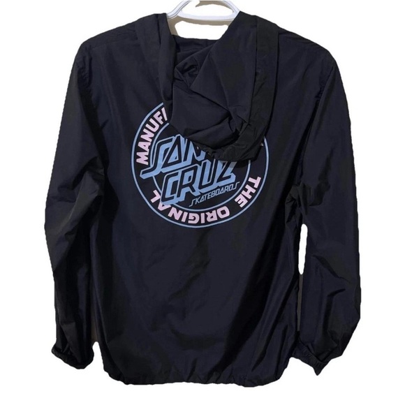 Santa Cruz Windbreaker Jacket 1/4 Zip - Logo Hooded Skateboard Streetwear Sz M - Picture 3 of 5